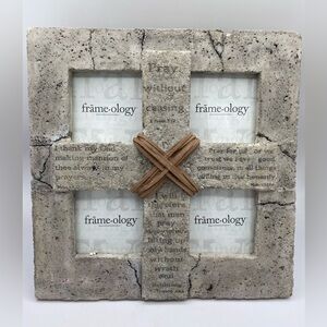 Frameology Rustic Concrete Cross Multi-Photo Scripture Frame 11" x 11"